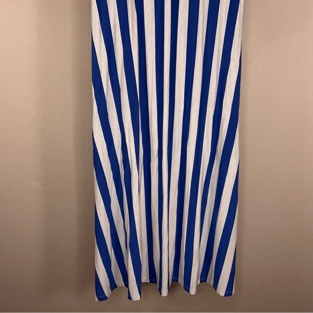 SMALL MATILDA JANE BLUE WHITE STRIPED DRESS STRETCH MAXI 3/4 Sleeve